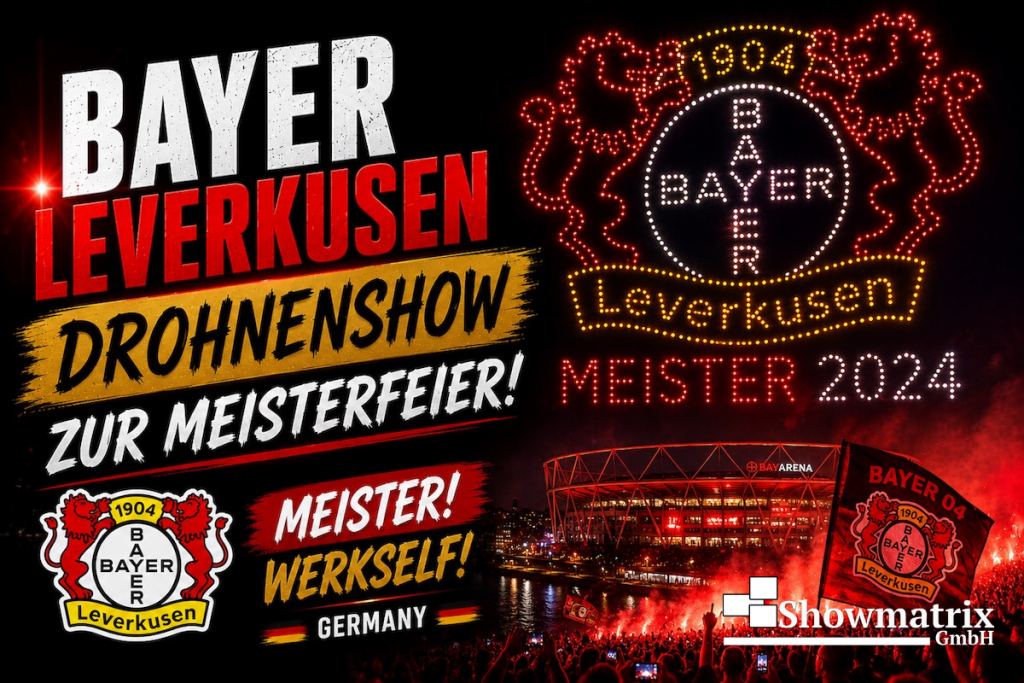 Drohnenshow Bayer 04 Meisterfeier 2024 in Leverkusen